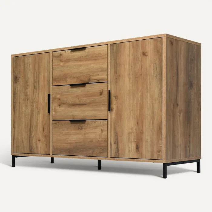**Moderne Kast van Hout met Laden en Deuren**