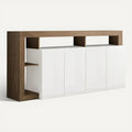 **Technische Titel in het Nederlands: Stijlvol Wit en Houten Dressoir met Open Planken**