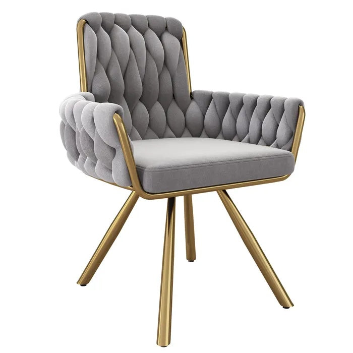 **Technische titel in het Nederlands: "Moderne grijze fauteuil met gouden poten"**