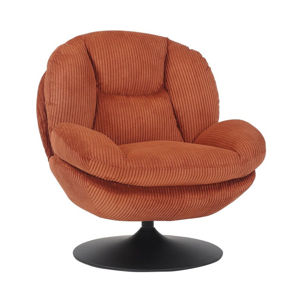 **Technische titel in het Nederlands: Rotan fauteuil met ribbelstof en draaibasis**