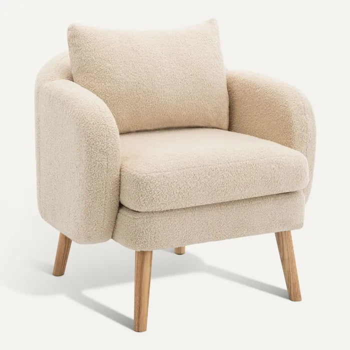 **Moderne Stoffen Fauteuil met Houten Poten**