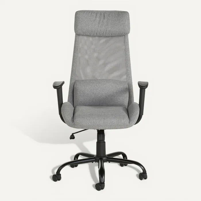 **Technische Titel in het Nederlands: Ergonomische grijskleurige bureaustoel met ademend mesh**